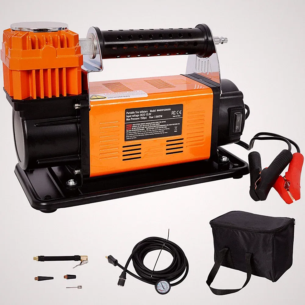 12V Heavy Duty Air Compressor 150PSI- Tire Inflator w/Gauge for Car/SUV/Truck/RV