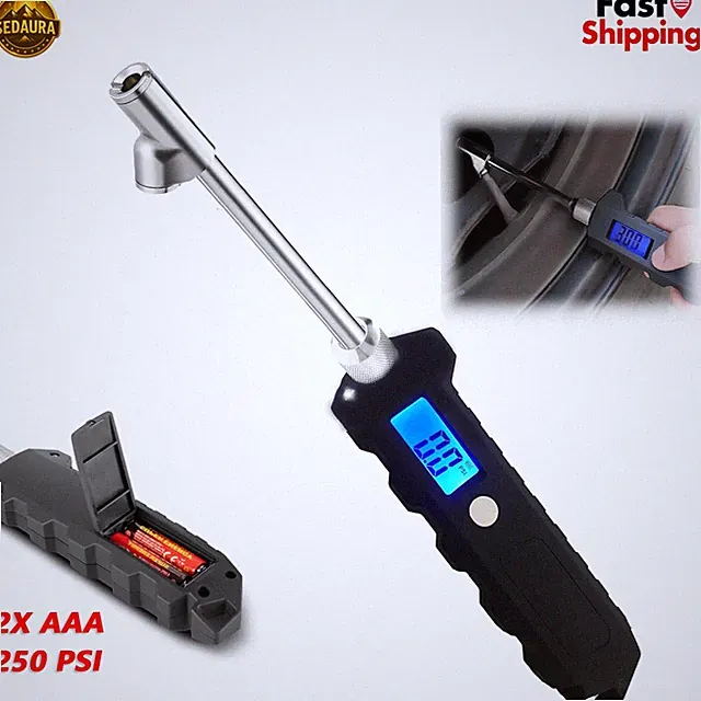 Digital Tire Pressure Gauge 250 PSI Dual Head Heavy Duty for Truck, RV, Car, LCD
