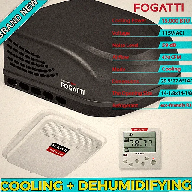 RV Air Conditioner 15,000 BTU Non-Ducted Rooftop RV AC Unit for Camper Trailer