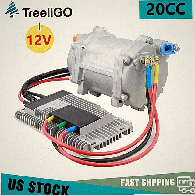 Treeligo 12V 20CC Electric AC Compressor Scroll Set For Car Truck Bus Car RV