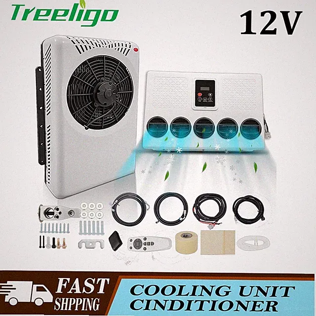 Treeligo 12V Compact Split Air Conditioner Electric Parking A/C For Forklift RV